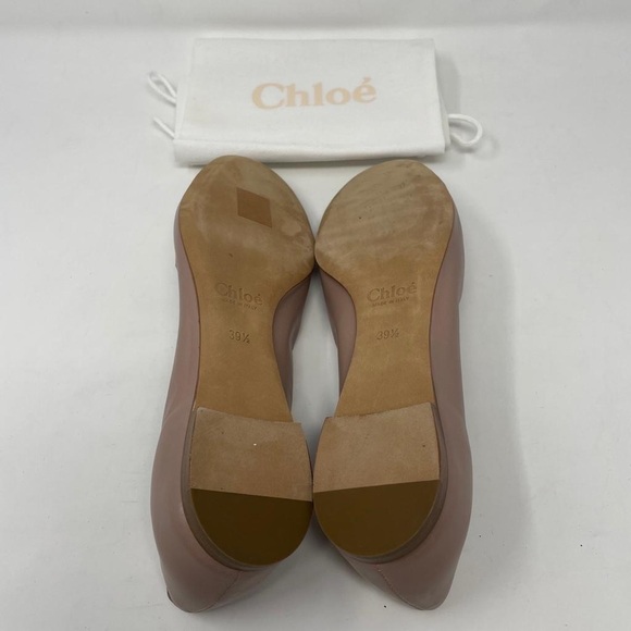 New Chloe Lauren Scalloped Leather Ballet Flats in Pink Tea - Picture 15 of 16